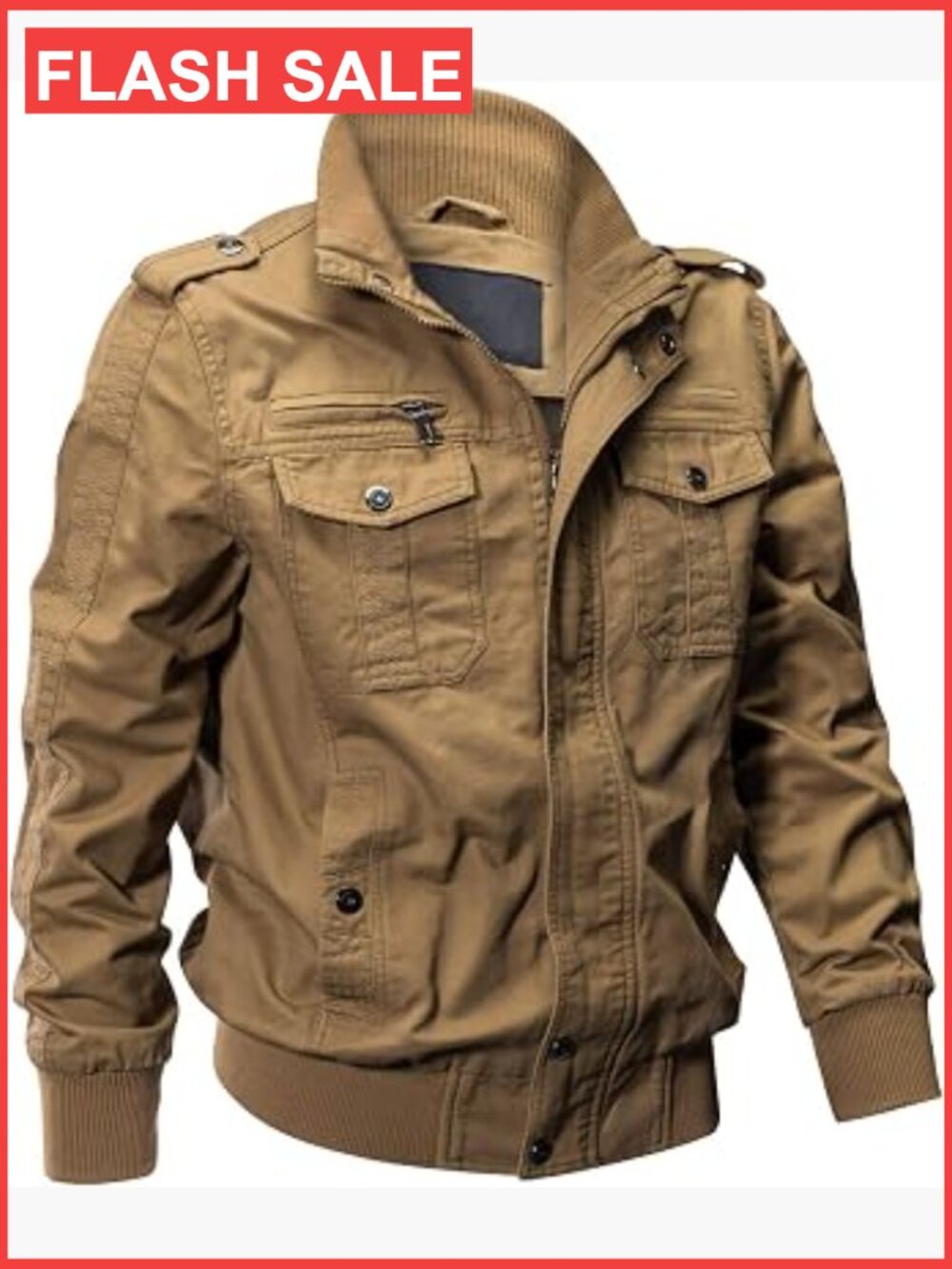 Men's Cotton Utility Jacket Lightweight Military Field Work Coat Multi-Pocket